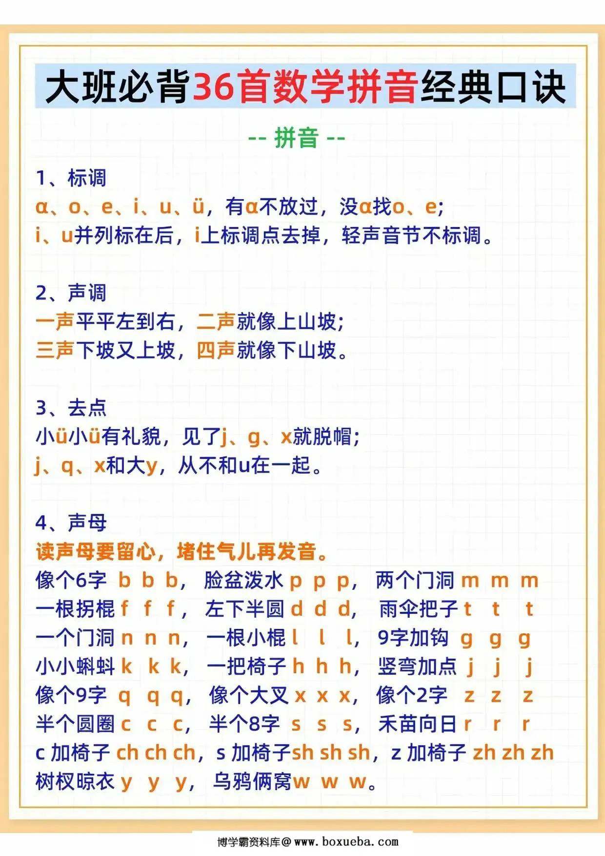 图片[3]-大班必背36首数学拼音经典口诀儿歌，6页PDF电子版-淘学学资料库