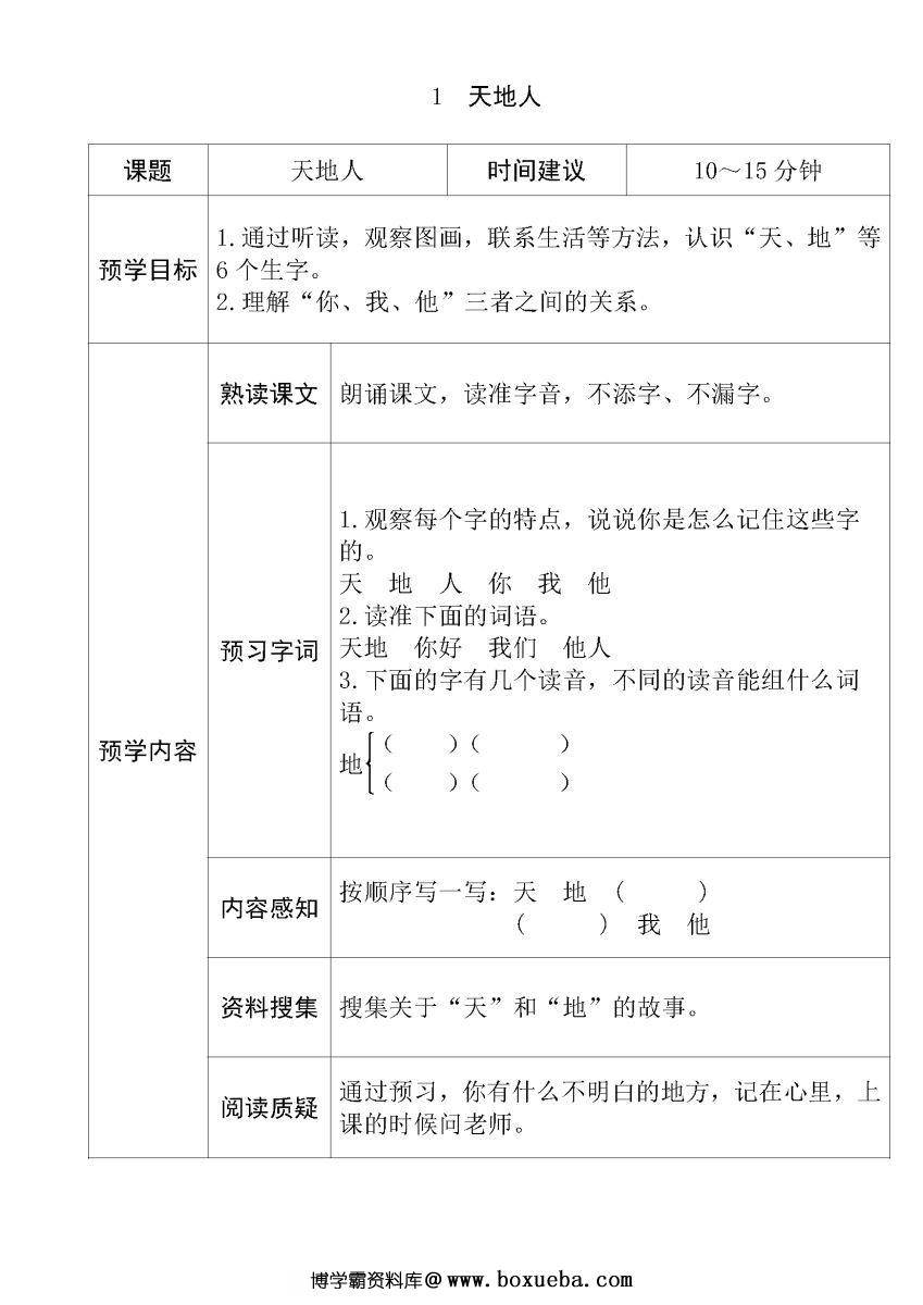 部编版1——6年级语文上册课文预习清单，暑假预习不再麻烦。-博学霸资料网