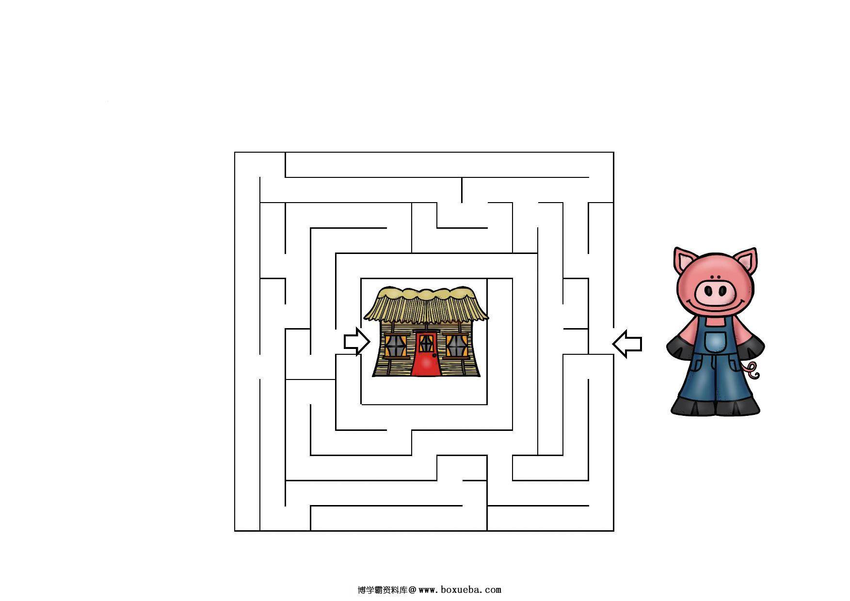 三只小猪主题的迷宫游戏，10页PDF-博学霸资料网
