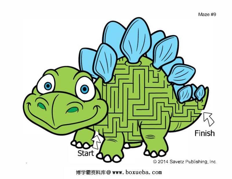 图片[2]-恐龙主题幼儿迷宫图片，电子版10页PD可F打印，百度网盘下载-淘学学资料库