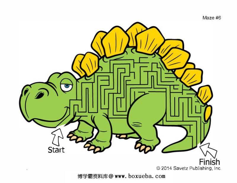 图片[5]-恐龙主题幼儿迷宫图片，电子版10页PD可F打印，百度网盘下载-淘学学资料库