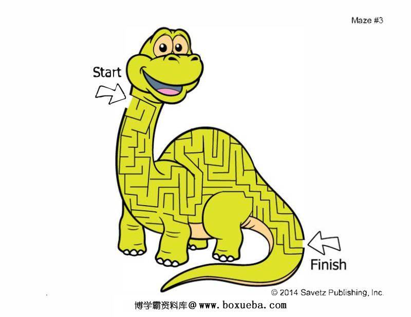 图片[8]-恐龙主题幼儿迷宫图片，电子版10页PD可F打印，百度网盘下载-淘学学资料库