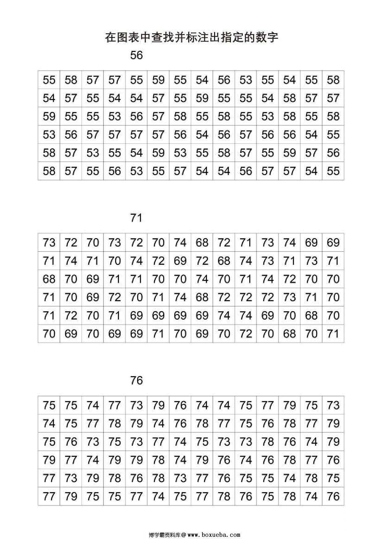 在图表中查找并标注出指定的数字，5页PDF-博学霸资料网