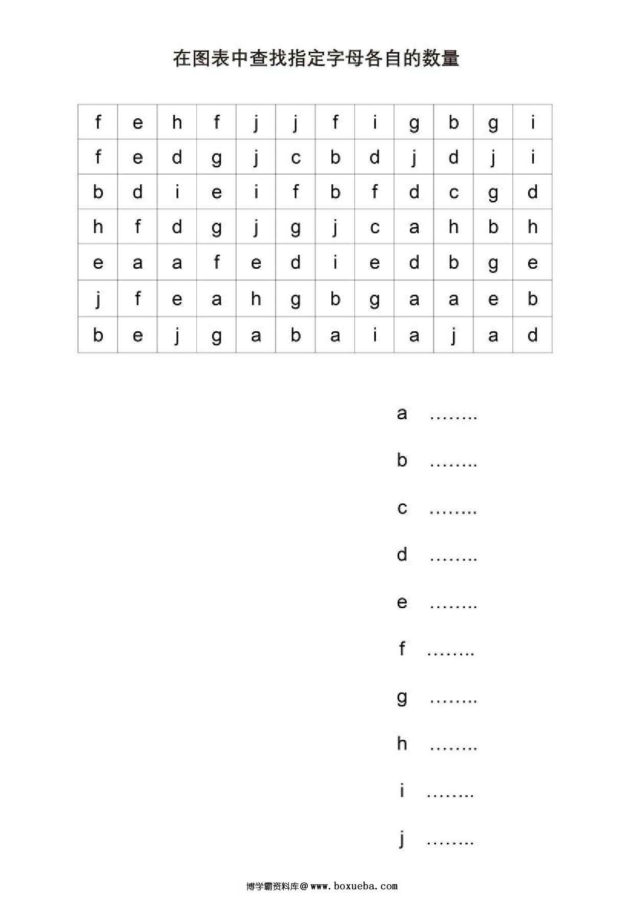 在图表中查找指定字母各自的数量，5页PDF-博学霸资料网