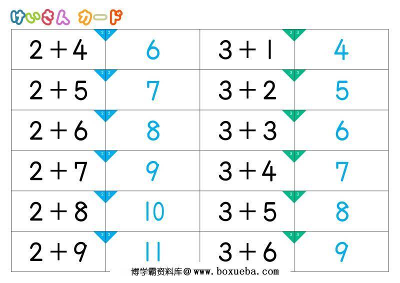 图片[5]-计算卡（加法卡/减法卡）裁剪版，数学启蒙电子版PDF打印，百度网盘下载-淘学学资料库