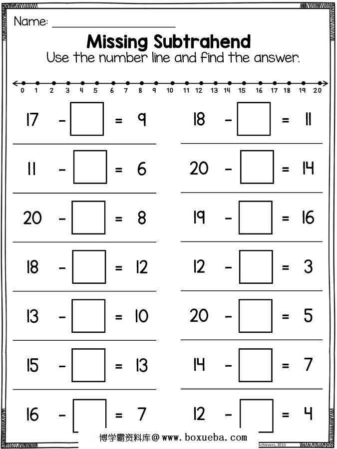 图片[8]-数轴计算，20以内的数字加减法，幼儿数学启蒙电子版PDF打印，百度网盘下载-淘学学资料库