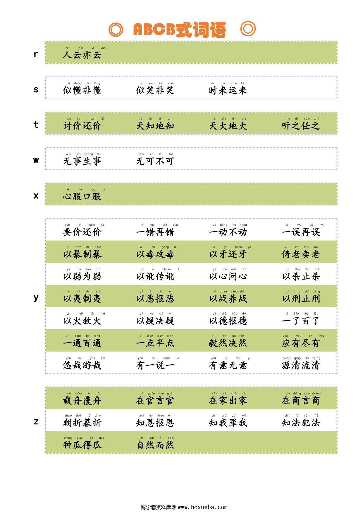 图片[2]-ABCB式词语，2页PDF电子版-淘学学资料库