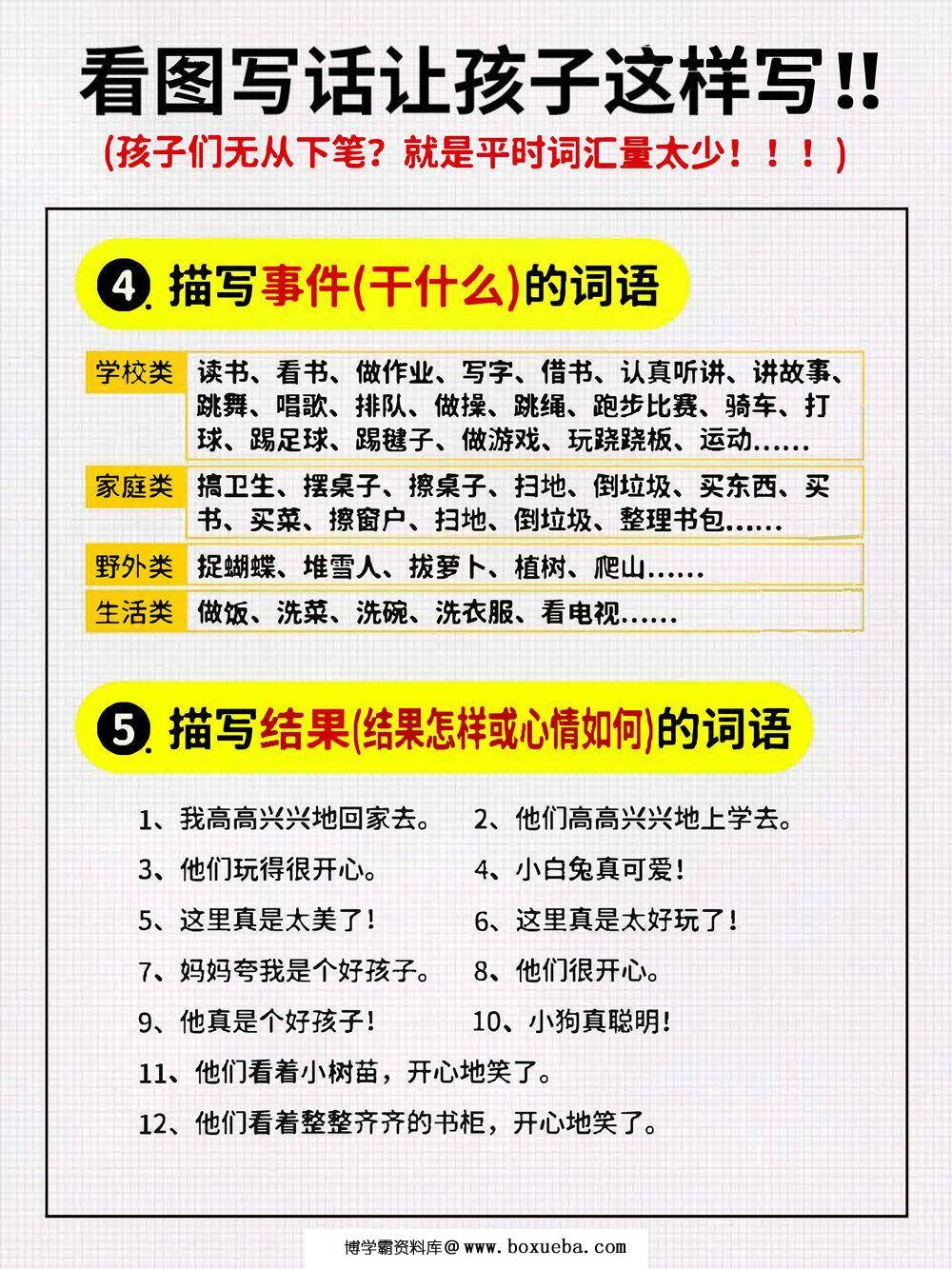 图片[2]-看图写话词汇量汇总，7页PDF电子版-淘学学资料库