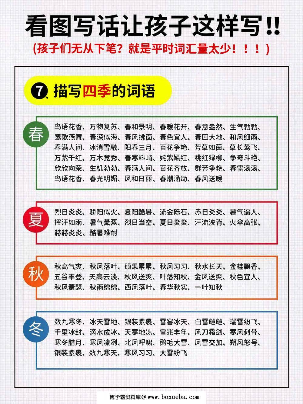 图片[3]-看图写话词汇量汇总，7页PDF电子版-淘学学资料库