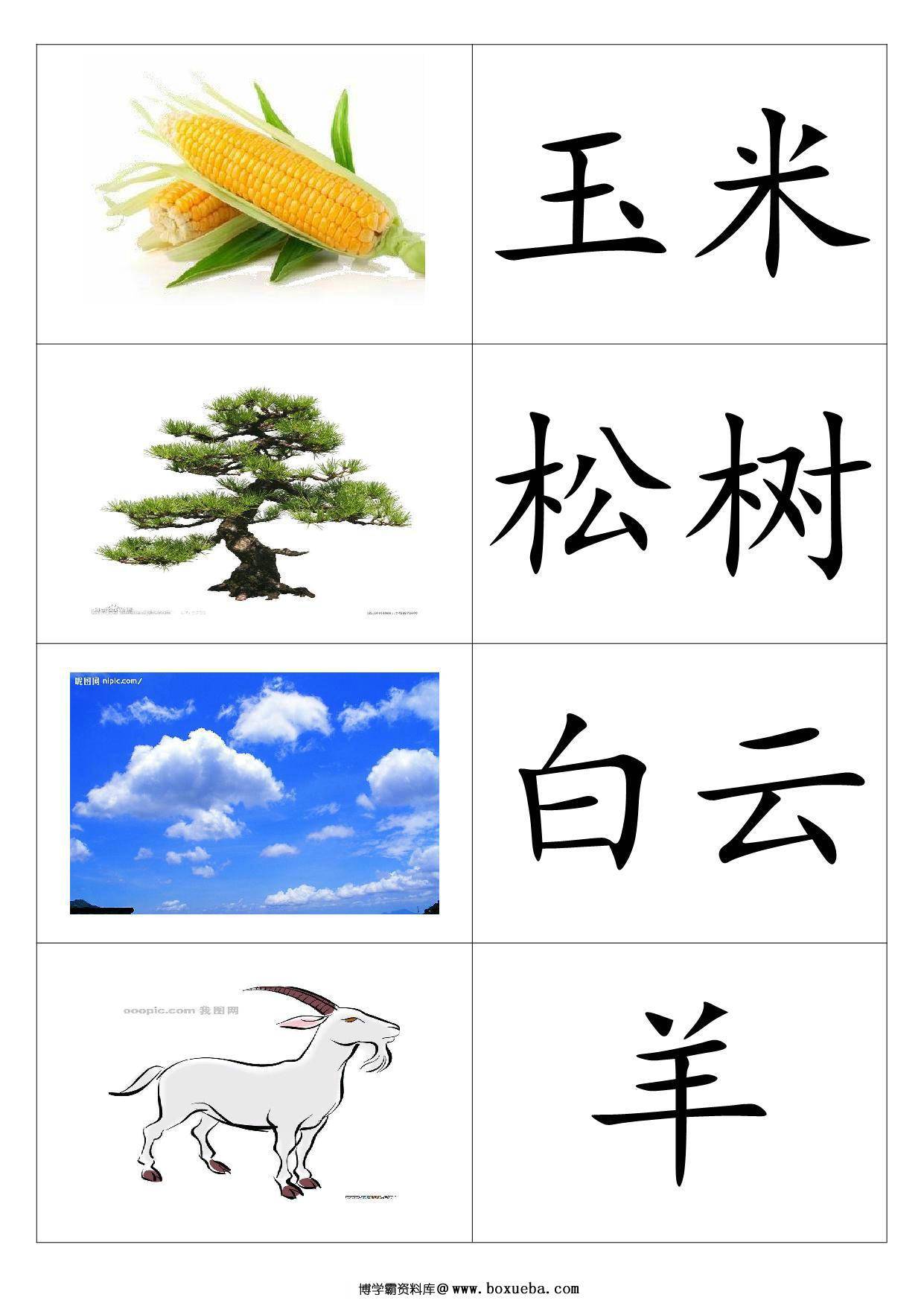 幼儿识字卡片配图，35页PDF-博学霸资料网