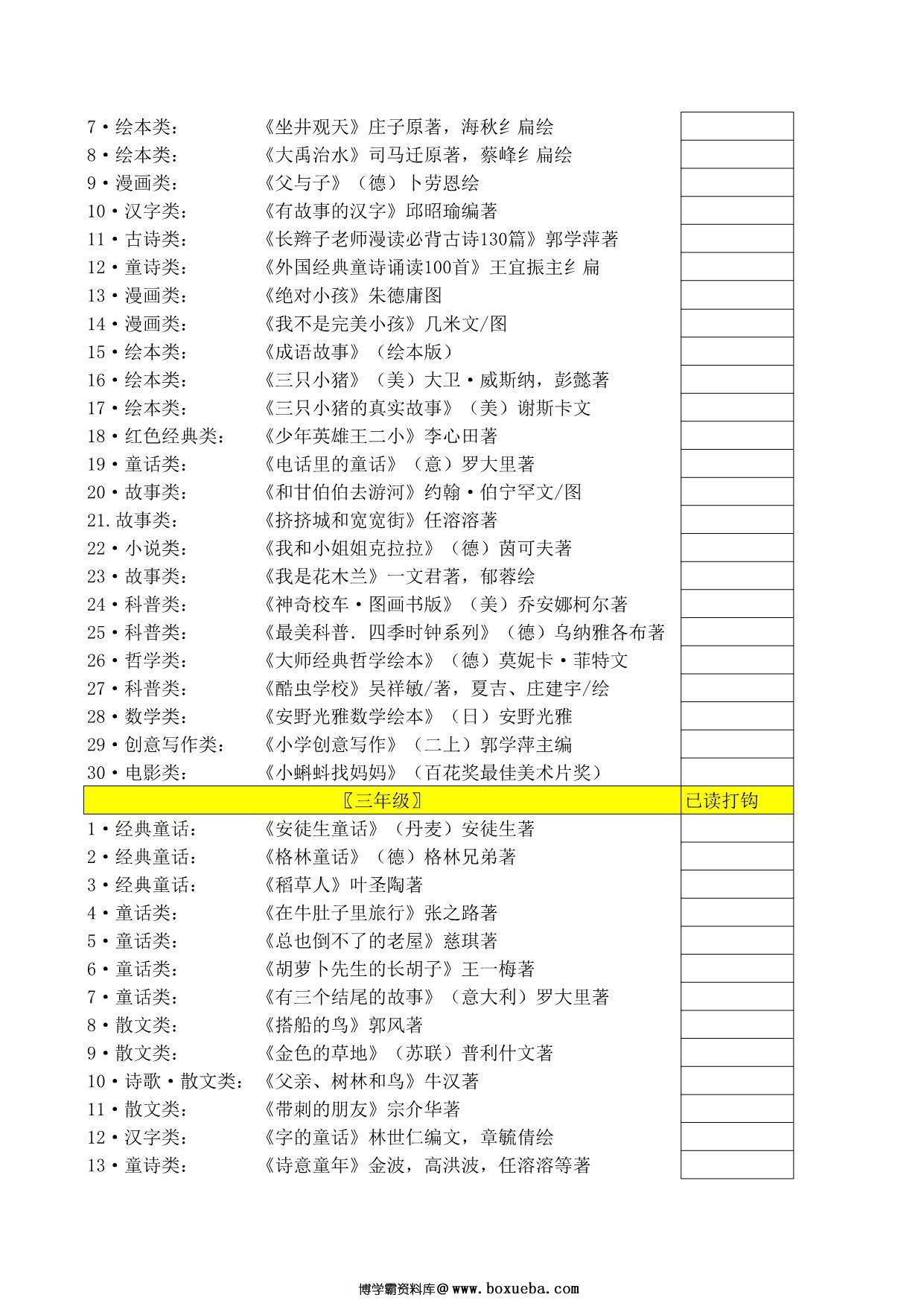 图片[2]-清华附小推荐1-6年级必读书，6页PDF-淘学学资料库