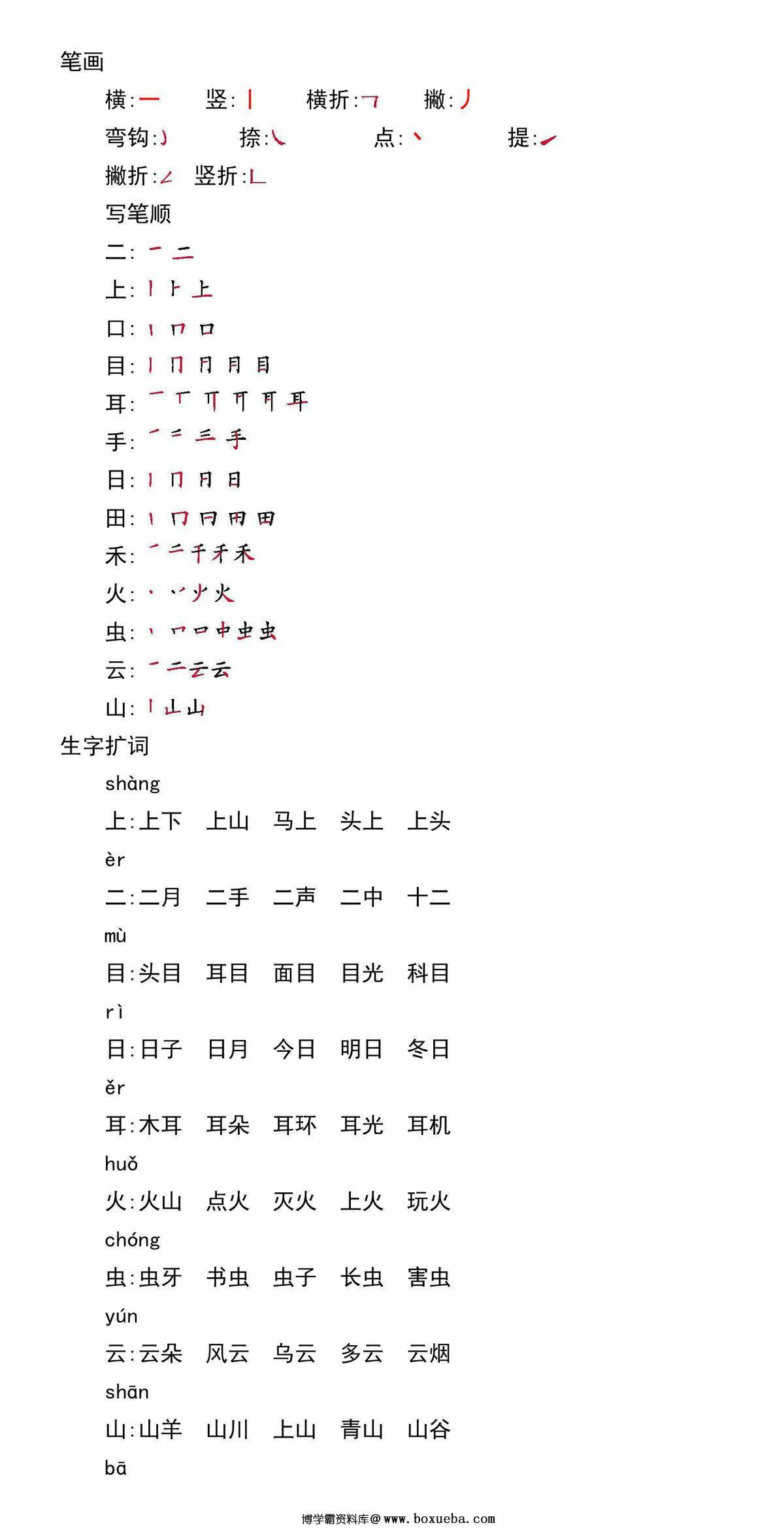 图片[2]-一年级语文上册期中复习知识点汇总，12页PDF电子版-淘学学资料库