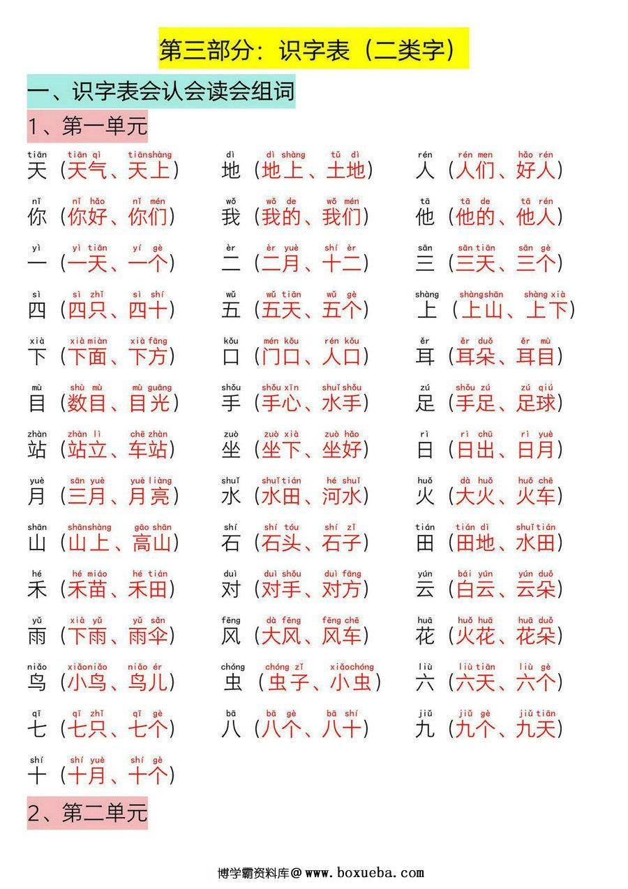 图片[3]-一年级语文上册期末倒计时冲刺复习，31页PDF可打印-淘学学资料库