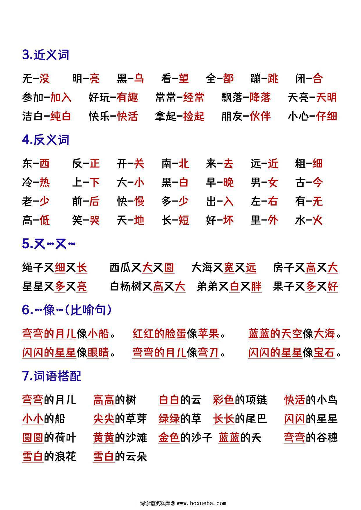 图片[2]-一年级语文上册重点预习内容梳理，7页PDF电子版可打印-淘学学资料库