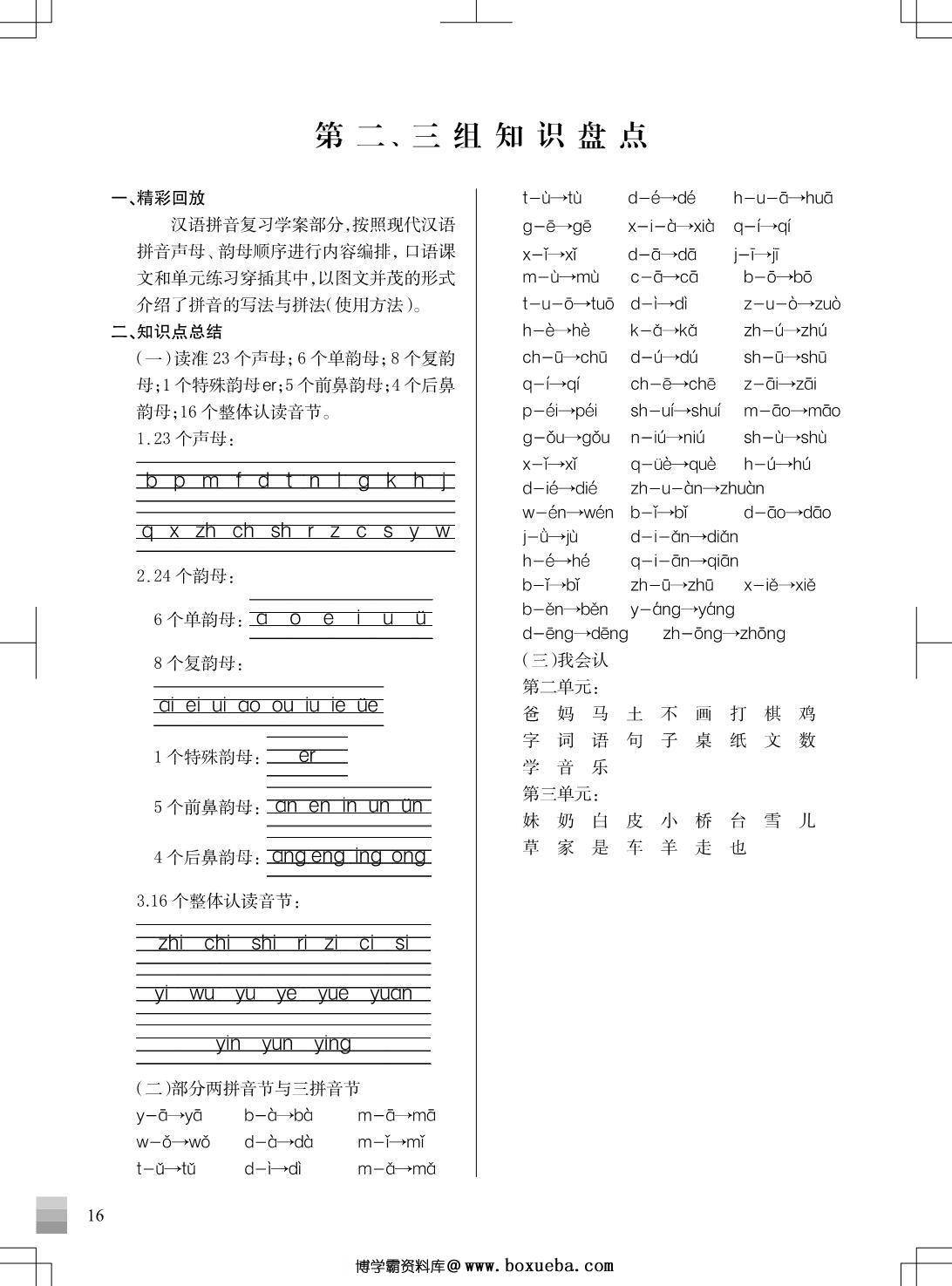 图片[2]-一年级上册语文1-8单元 知识重点清单，7页PDF电子版-淘学学资料库