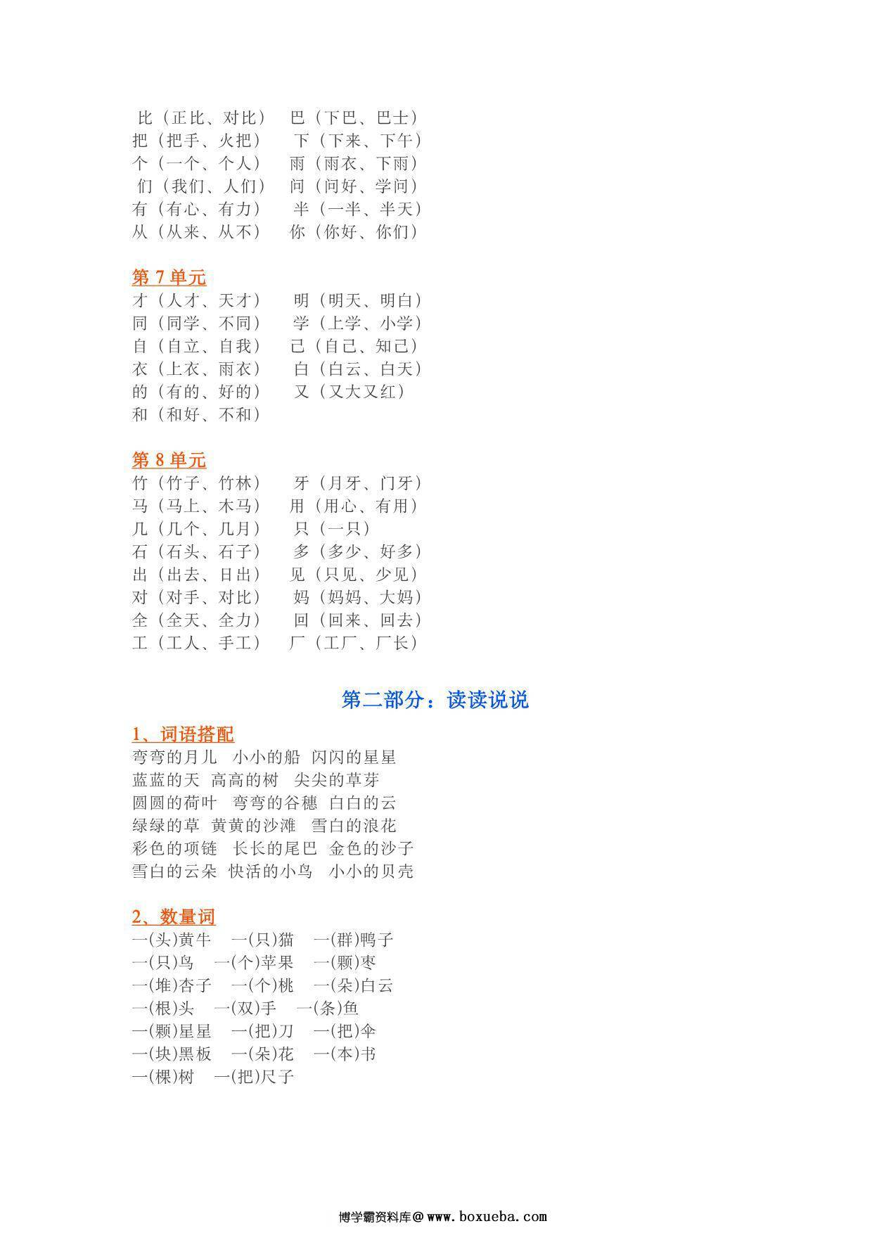 图片[2]-统编版一年级语文上册基础知识要点分类归纳汇总 8页PDF-淘学学资料库