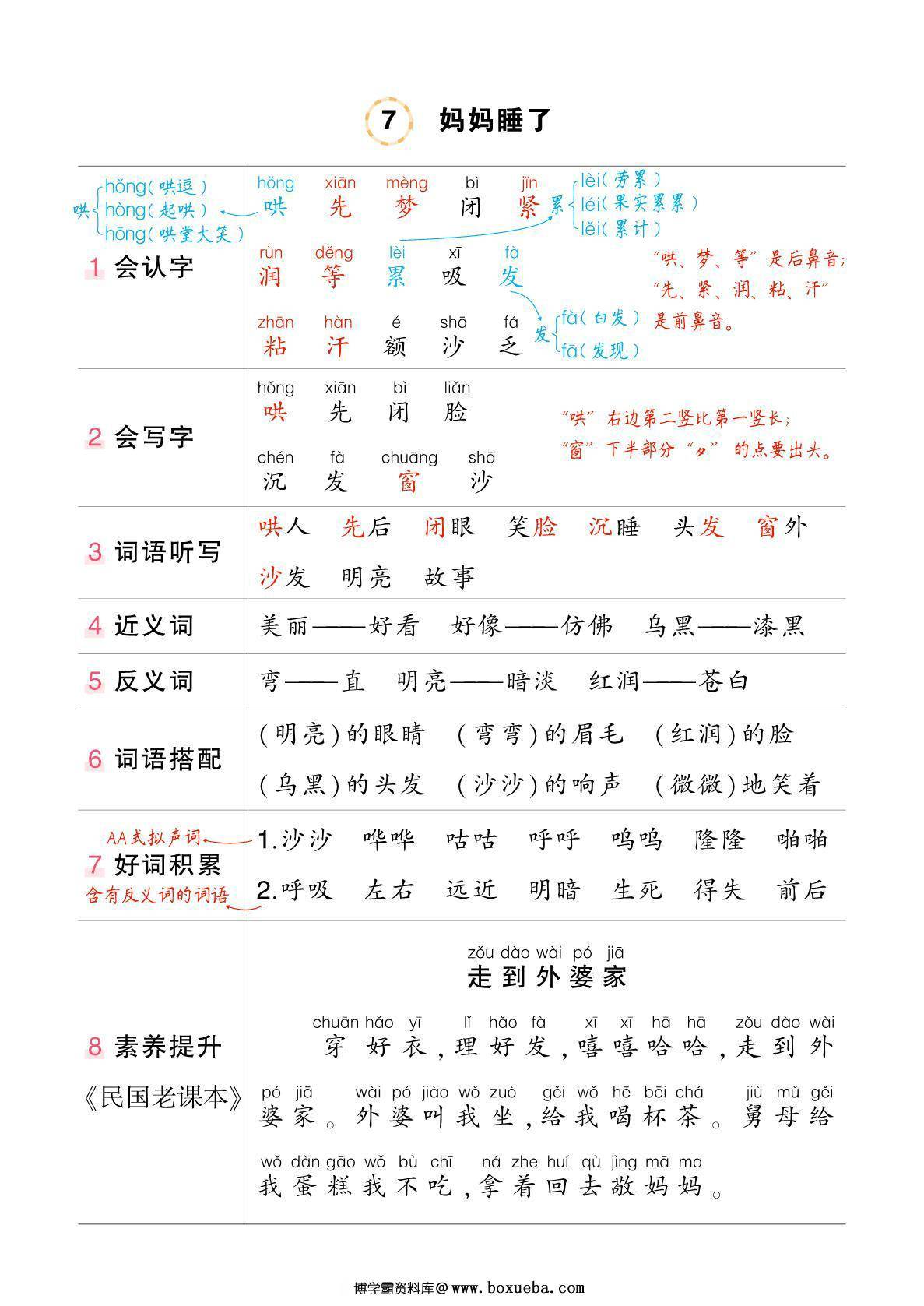 图片[3]-二年级上册语文状元语文笔记（背记清单），24页PDF可打印-淘学学资料库