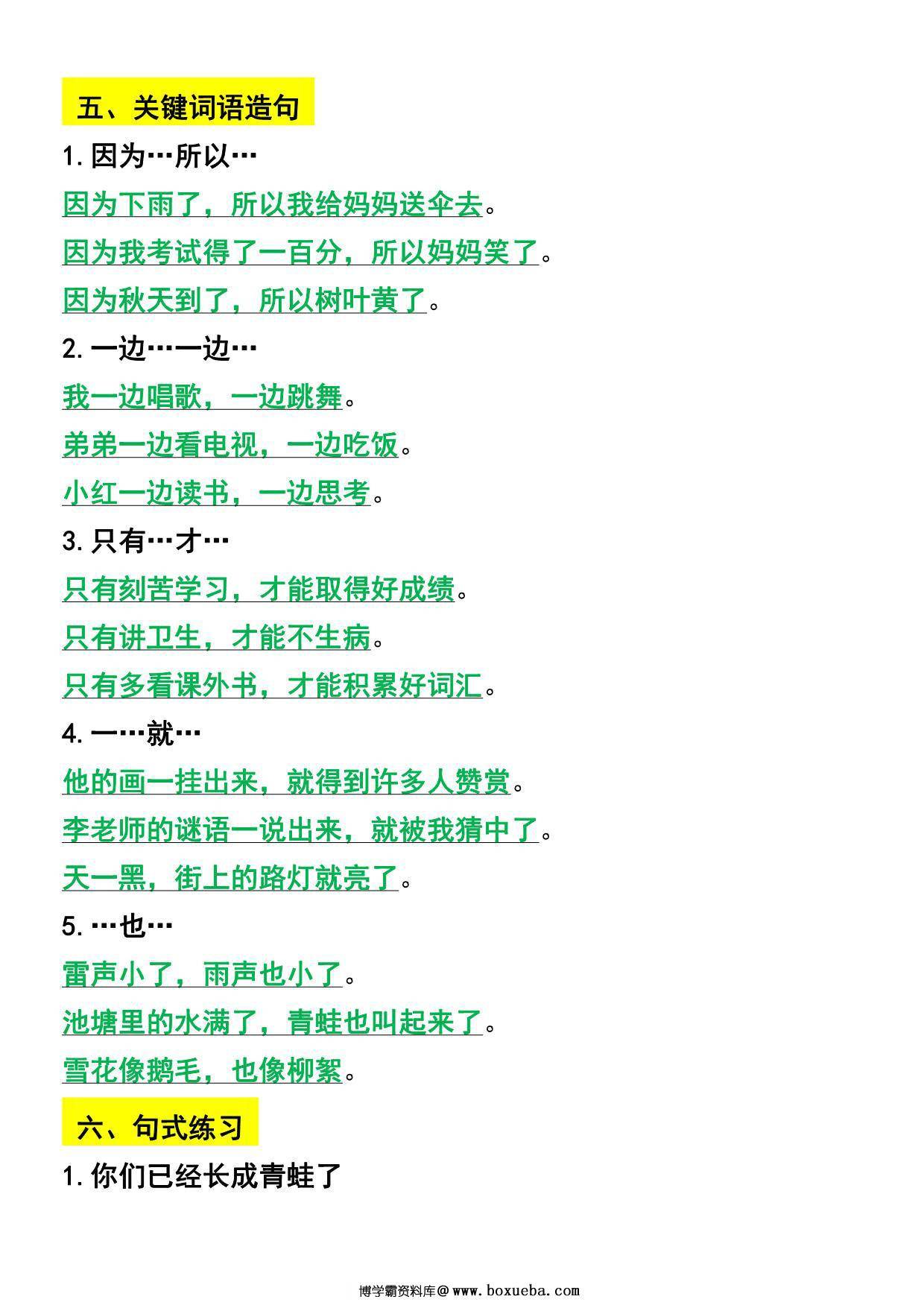 图片[3]-二年级语文上册常考重点知识点汇总，7页PDF可打印-淘学学资料库