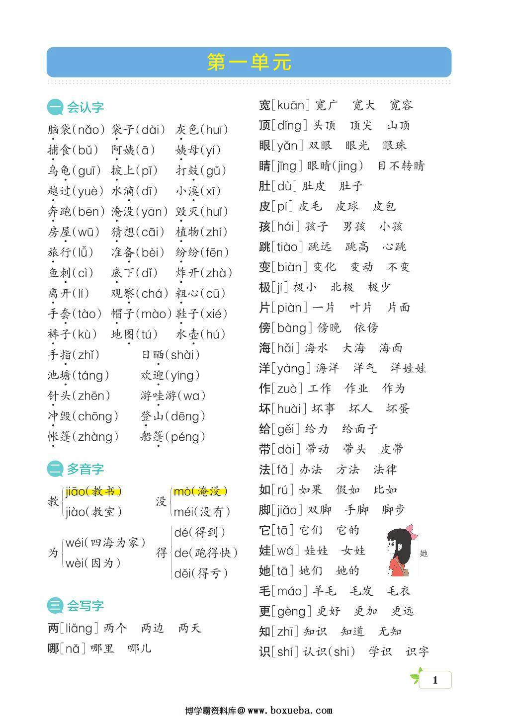 二年级语文上册核心考点梳理，16页PDF可打印-博学霸资料网