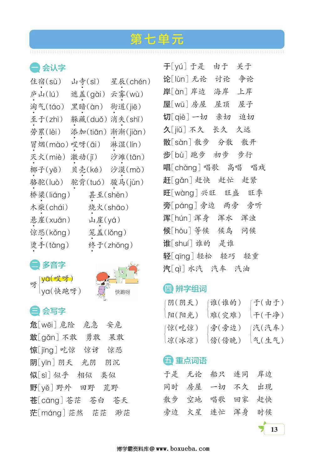 图片[3]-二年级语文上册核心考点梳理，16页PDF可打印-淘学学资料库