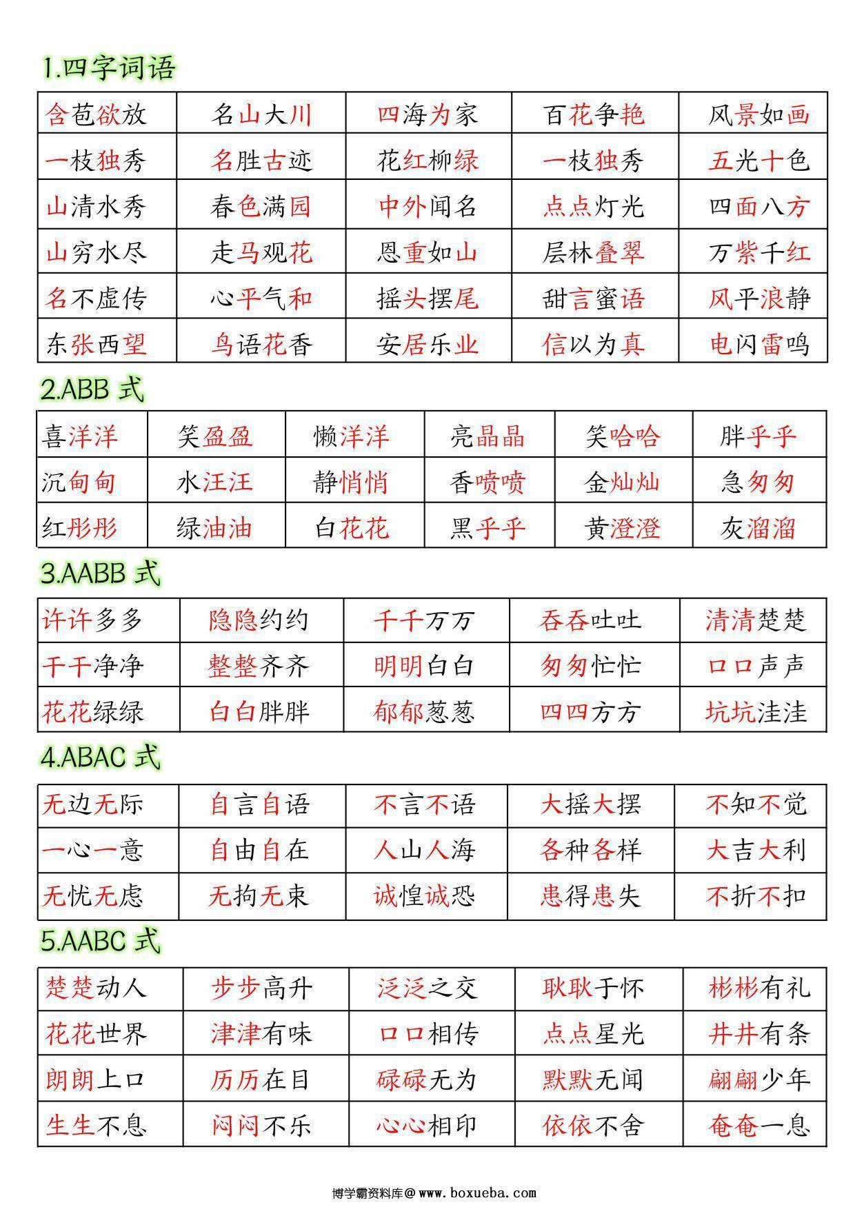 图片[3]-二年级语文上册重点知识汇总，5页PDF电子版-淘学学资料库