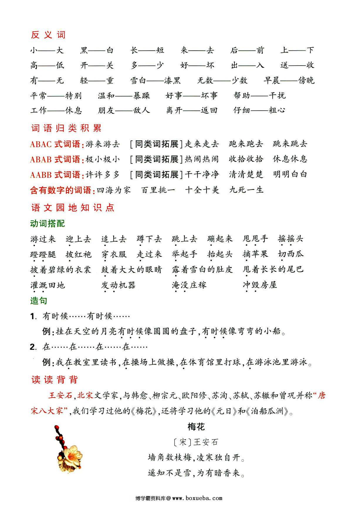 图片[2]-二年级上册语文1-4单元要点背记卡，附配套拔高习题，20页PDF电子版-淘学学资料库