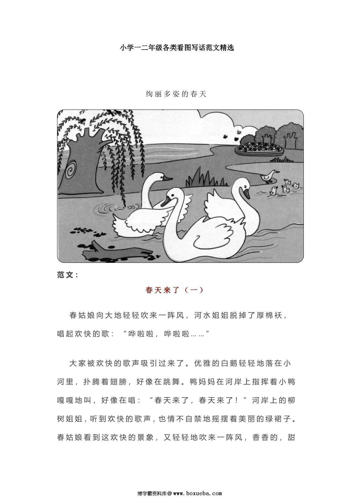 小学一二年级各类看图写话范文50篇精选 38页PDF-博学霸资料网
