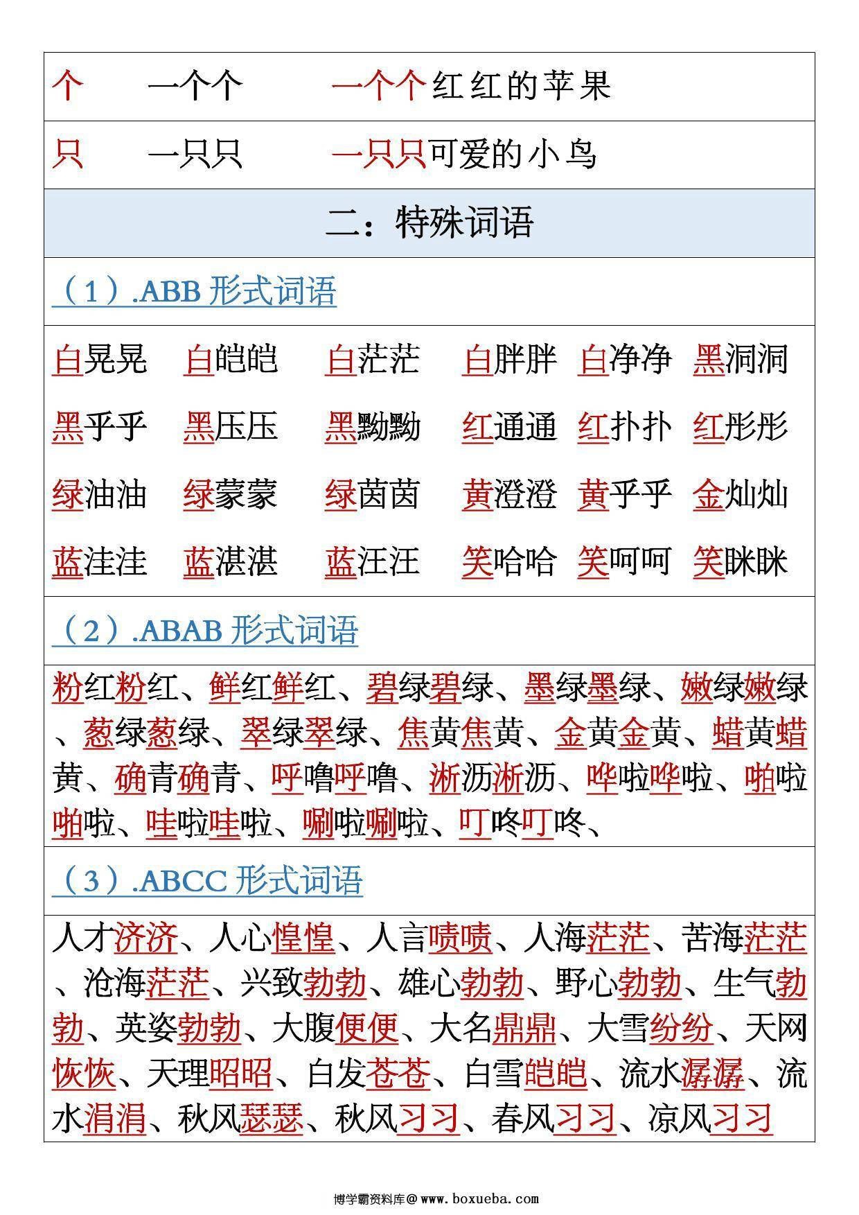 图片[2]-一年级上册语文全册重点内容汇总（日积月累+各种形式的词语+根据课文内容填空），7页PDF可打印-淘学学资料库