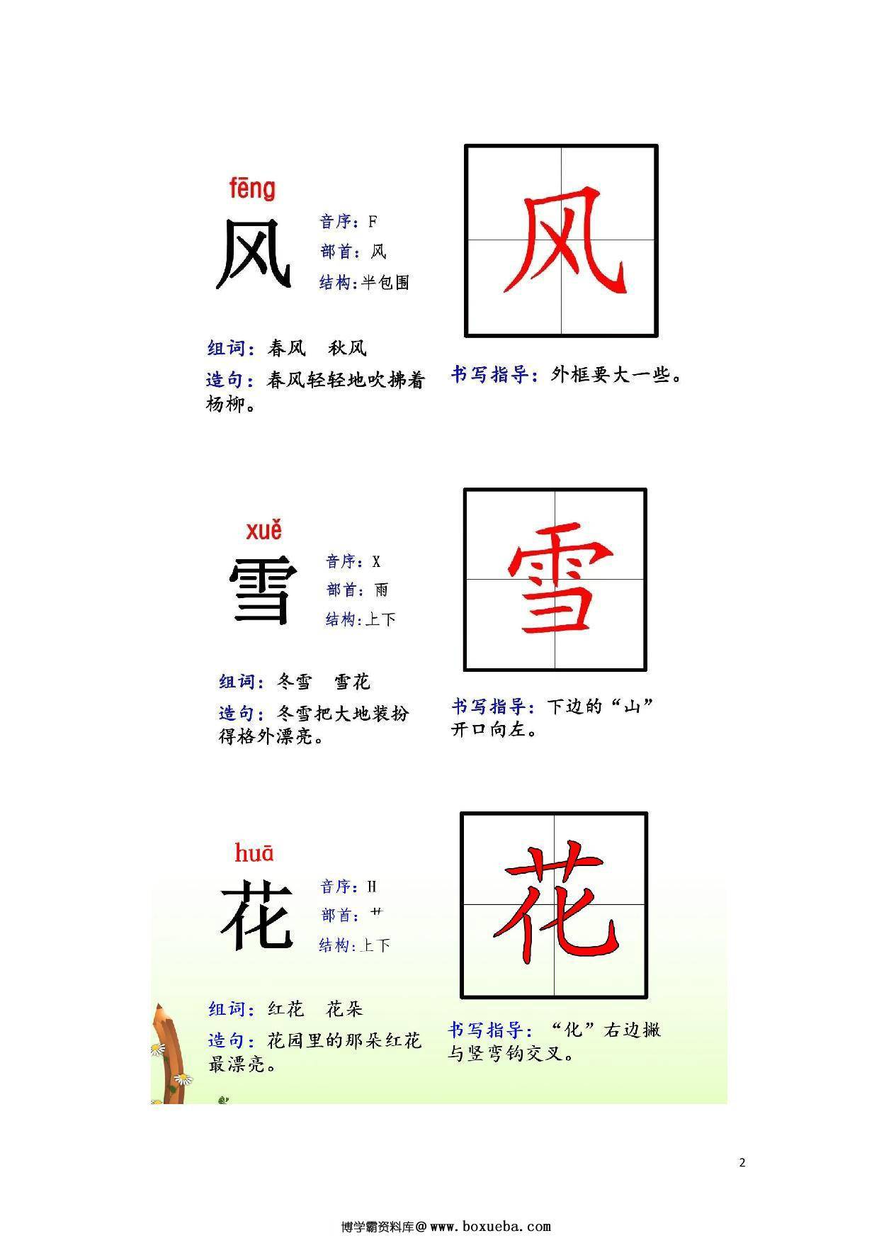 图片[2]-一年级下册语文生字拼音 偏旁 结构 组词 造句，71页PDF可打印-淘学学资料库