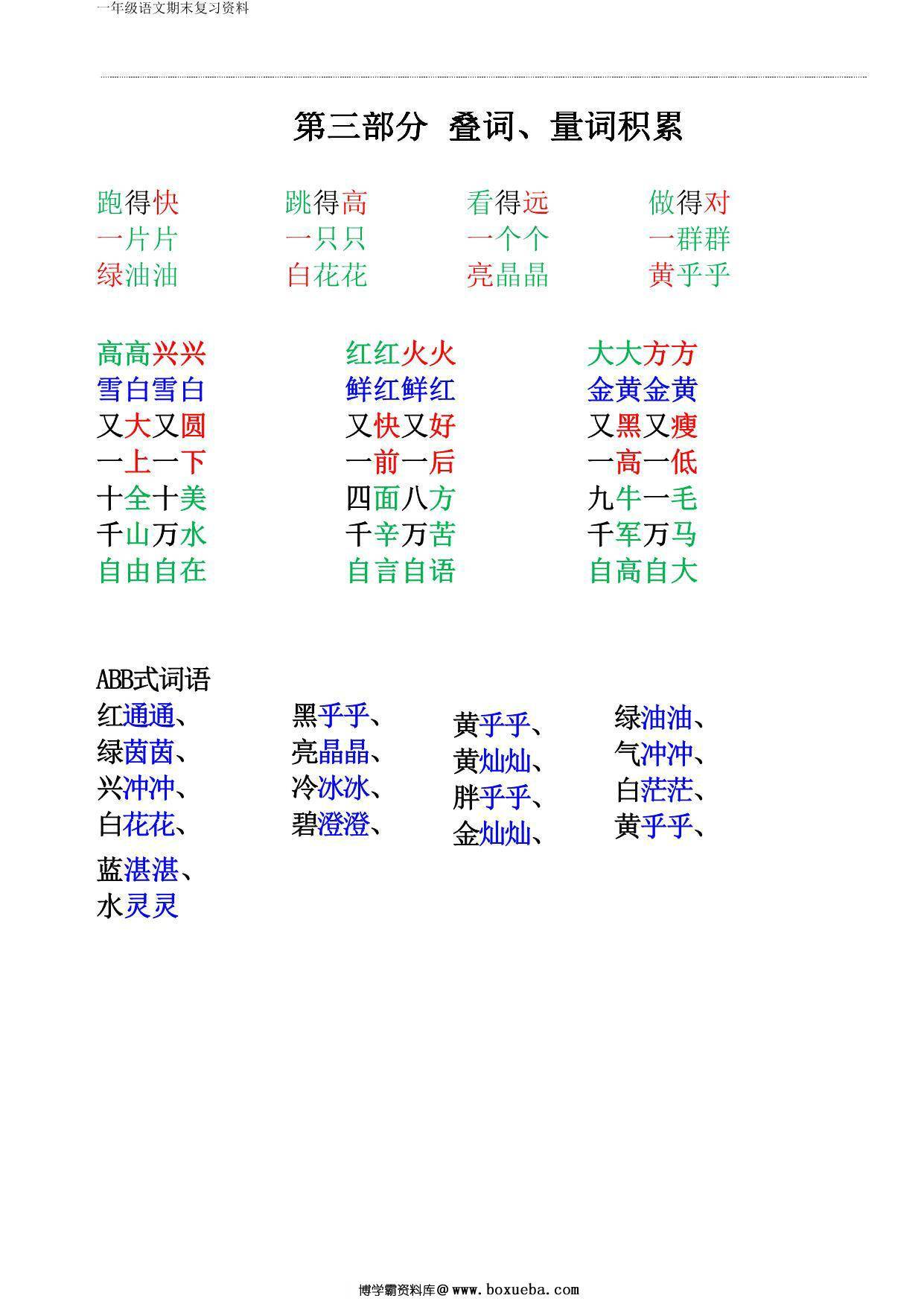 图片[4]-一年级语文下册期末复习资料八大项合集，35页PDF-淘学学资料库