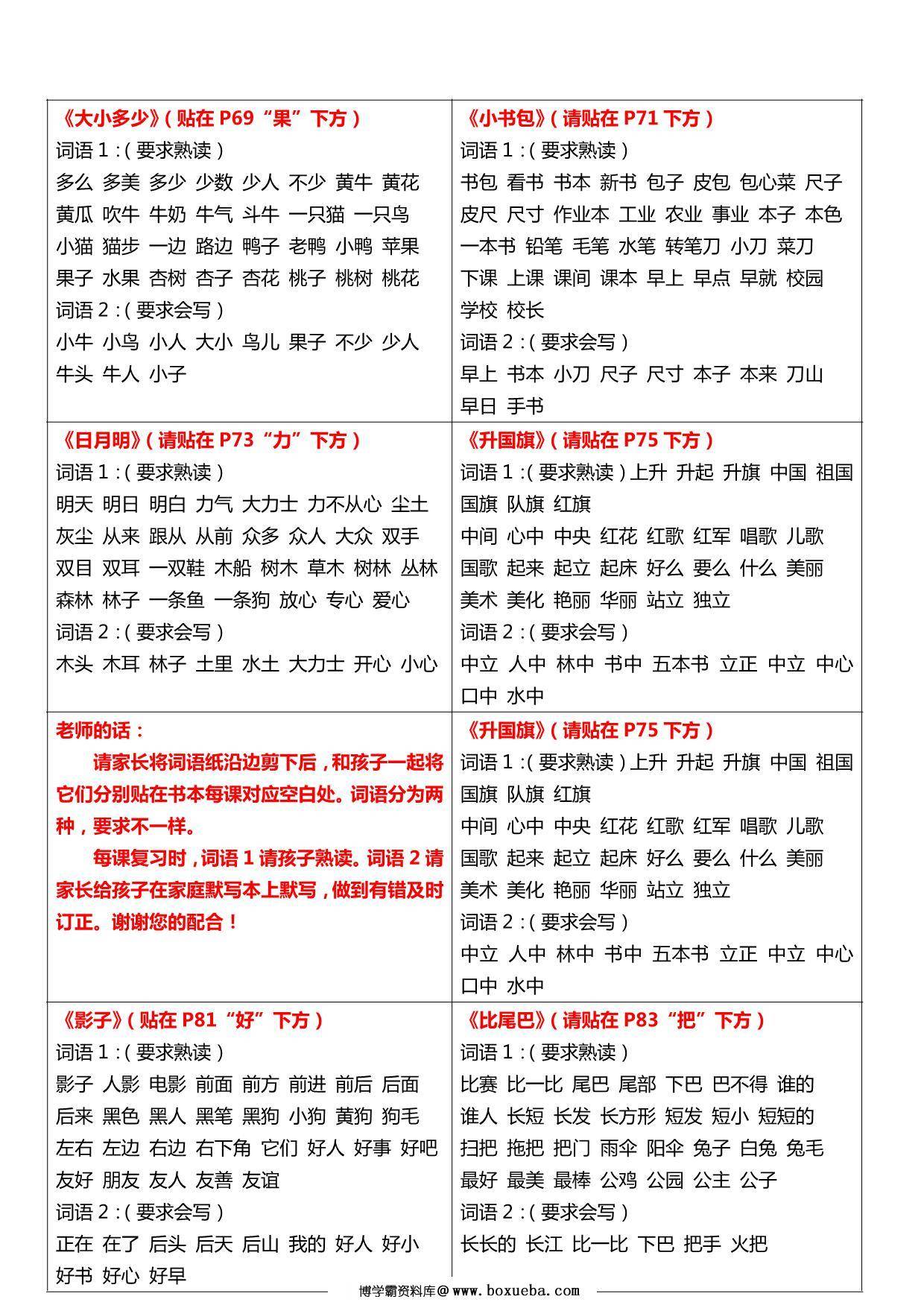 图片[3]-一年级上册语文课课贴，5页PD电子版-淘学学资料库