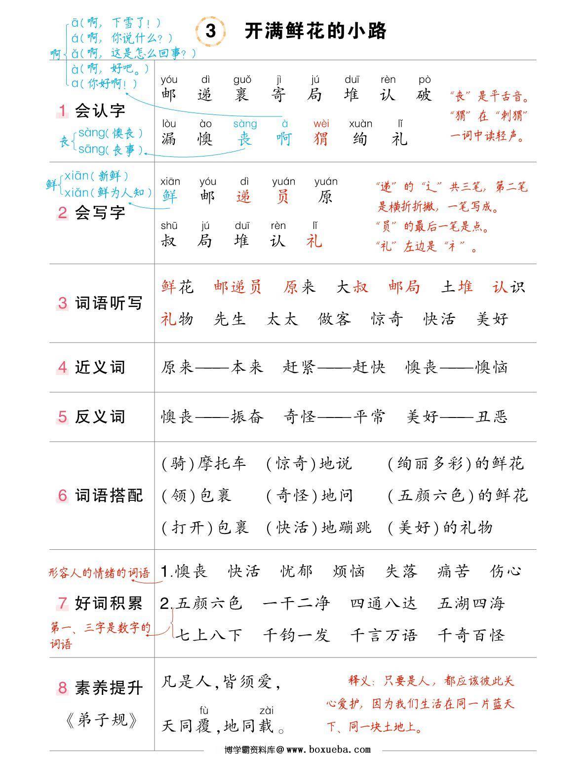 图片[2]-二年级下册语文状元语文笔记（背记清单），24页PDF-淘学学资料库