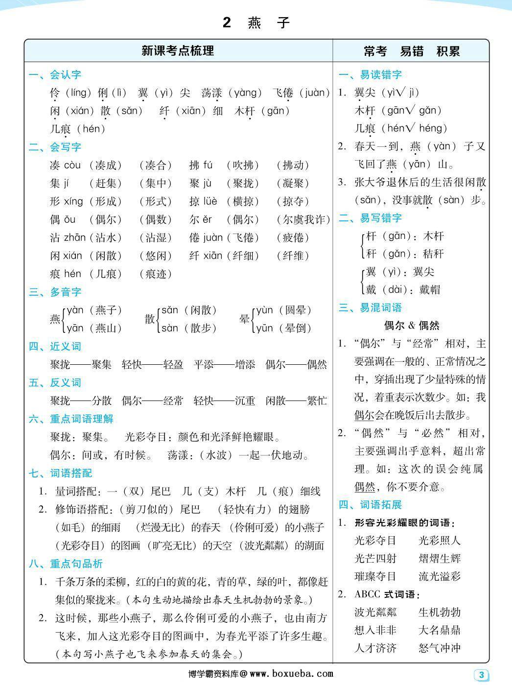 图片[3]-三年级下册语文每课考点梳理，40页PDF电子版-淘学学资料库