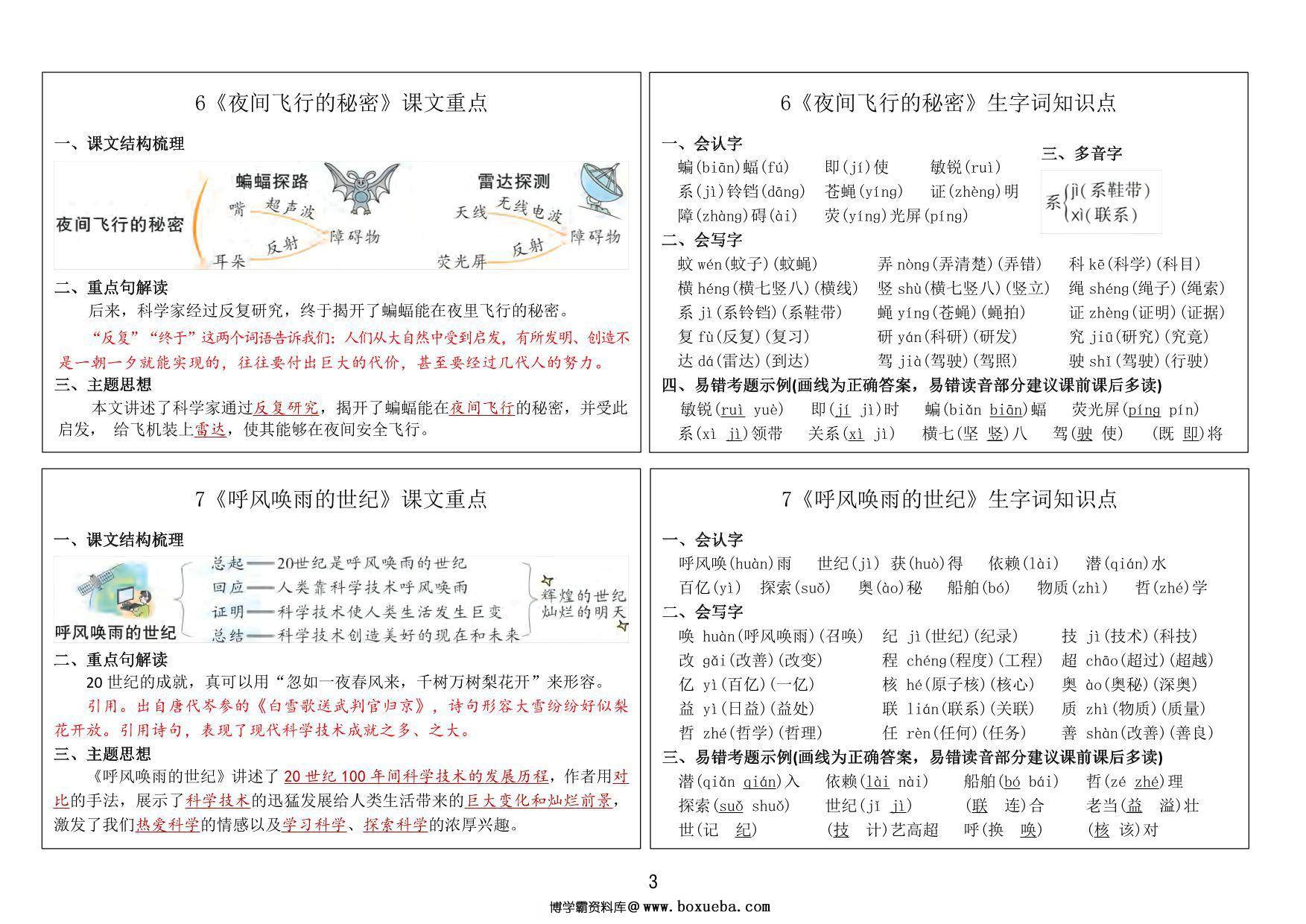 图片[2]-四年级上册语文课课贴（课文重点+生字词知识点），12页PDF可打印-淘学学资料库