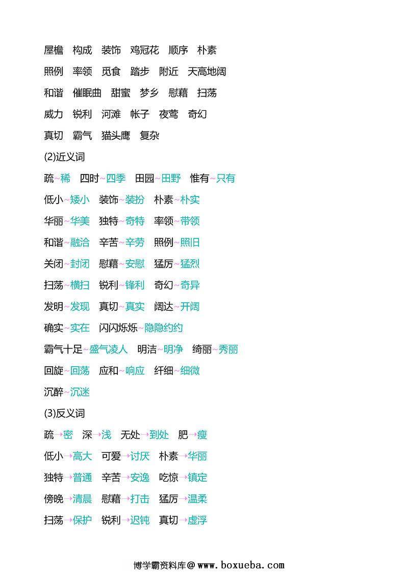 图片[2]-四年级语文下册重点知识归纳-淘学学资料库