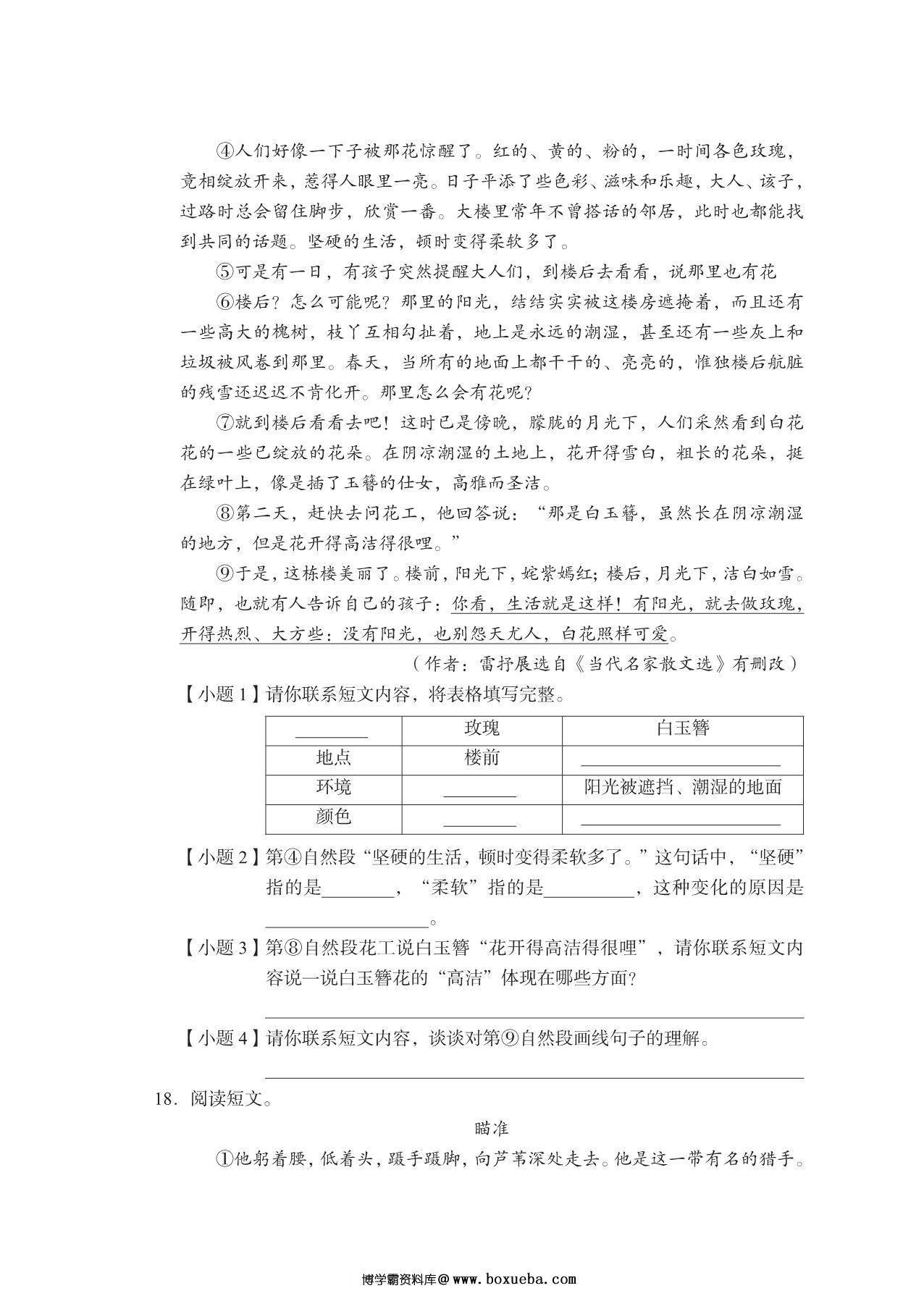 图片[4]-六年级上册语文期末真题试卷，28页PDF电子版-淘学学资料库