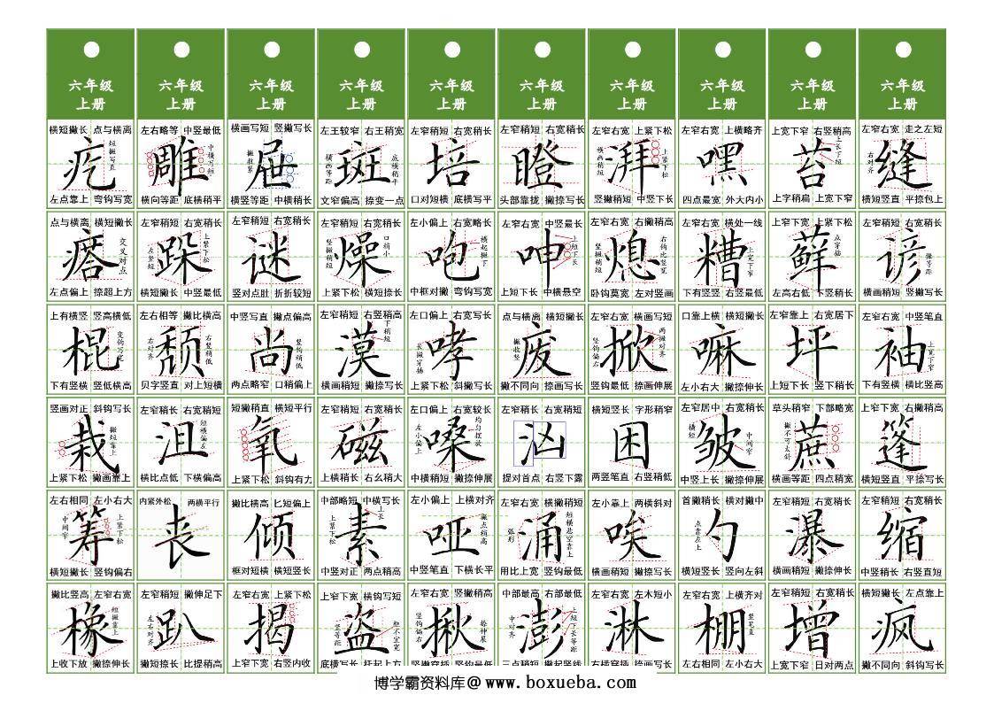 图片[2]-六年级上册语文同步精讲字卡，5页PDF可打印-淘学学资料库