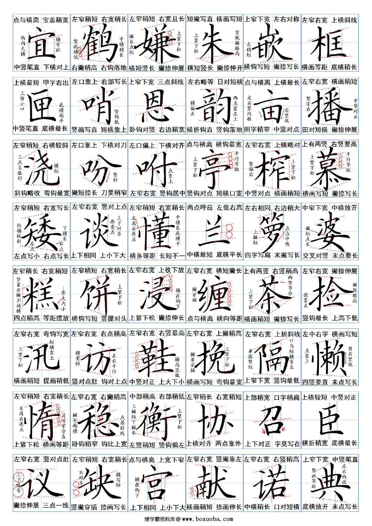 五年级上册语文生字汇总一览表，5页PDF电子版-博学霸资料网