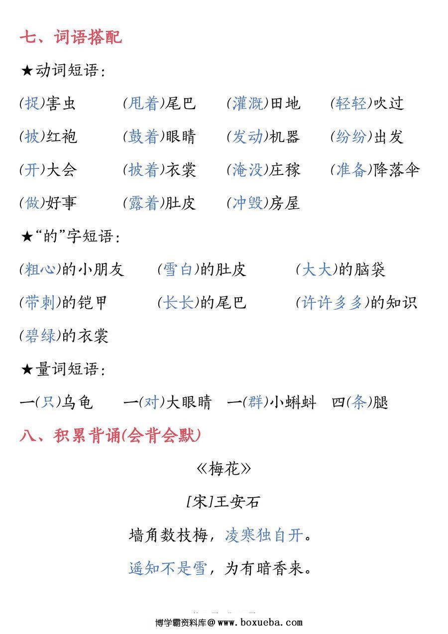 图片[4]-二年级上册语文知识要点1-8单元汇总，26页PDF电子版-淘学学资料库