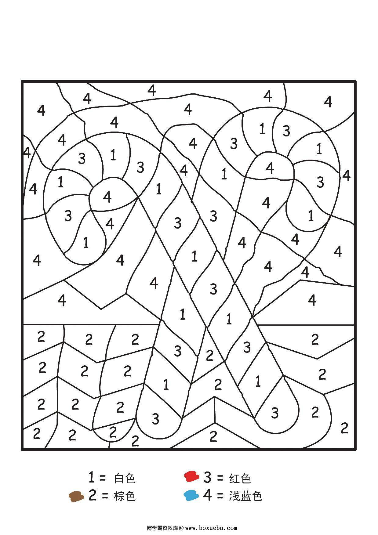 图片[2]-圣诞节数字1-6填色画，5页PDF-淘学学资料库