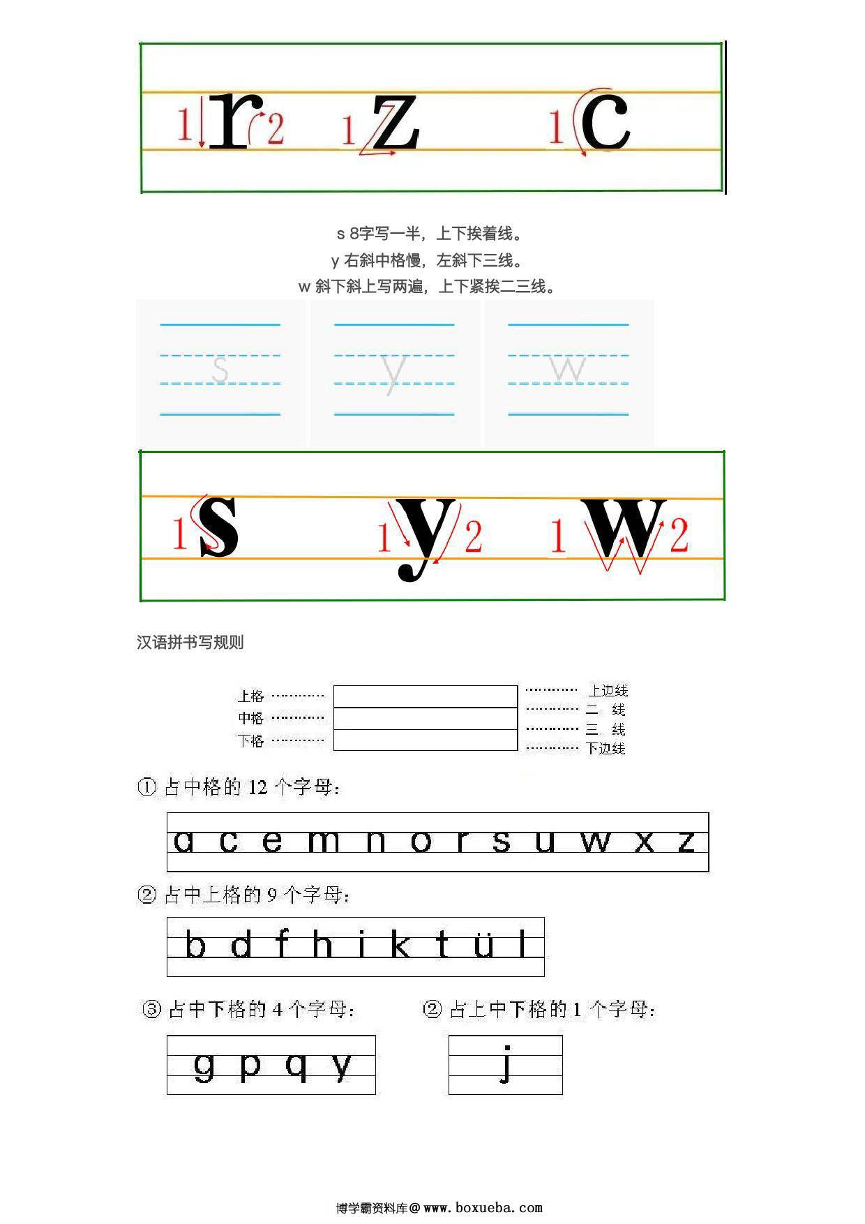 图片[3]-汉语拼音书写规范顺序，4页PDF电子版可打印-淘学学资料库