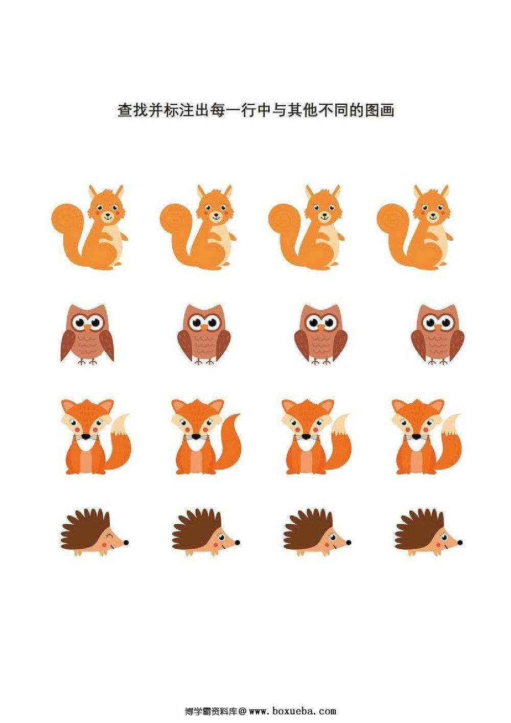 图片[5]-查找并标注出每一行中与其他不同的图画，10页PDF-淘学学资料库