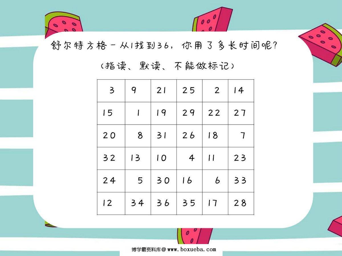 图片[2]-专注力训练第1周-舒尔特方格，3页PDF电子版-淘学学资料库