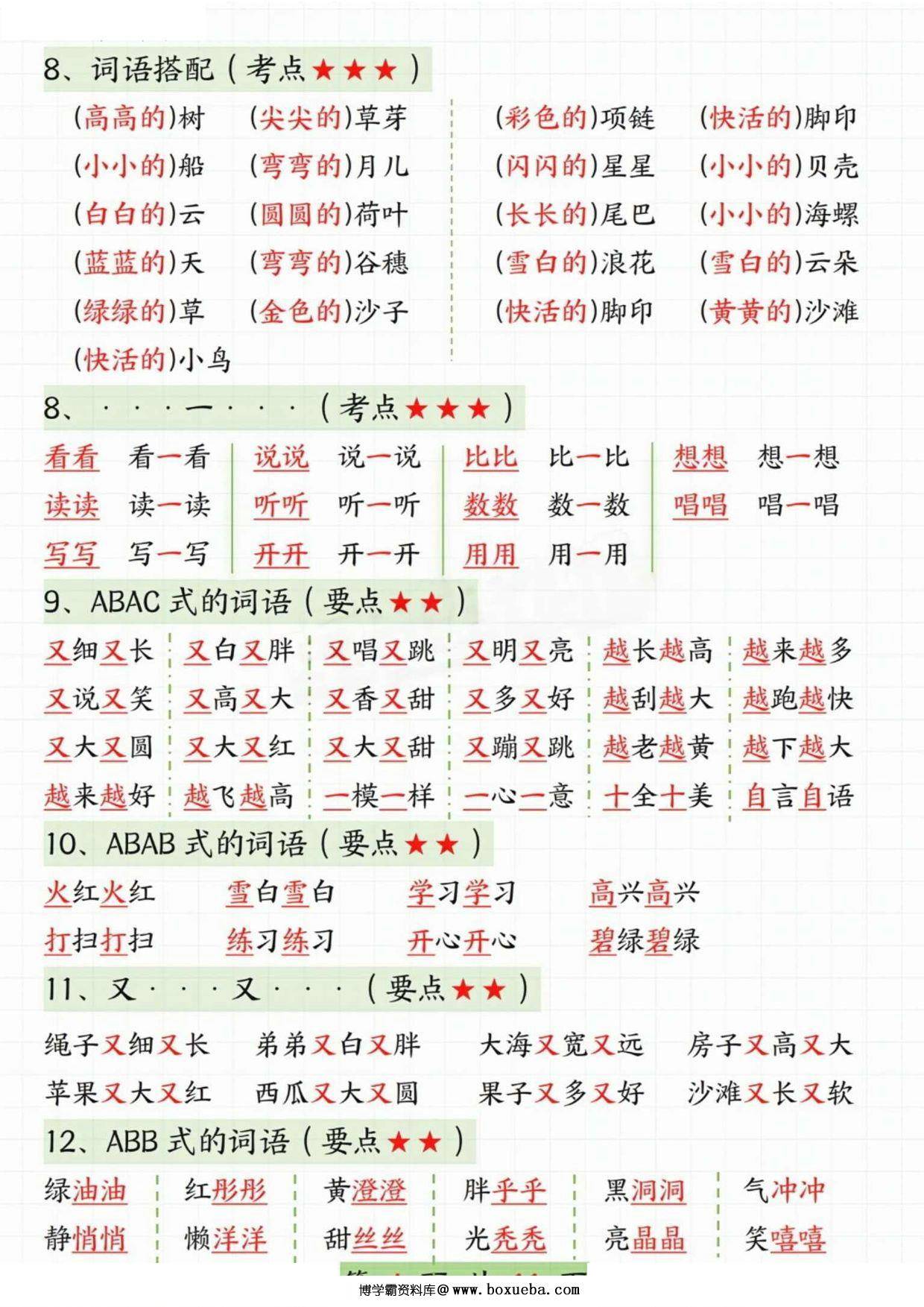 图片[2]-一年级语文上册期末复习知识汇总，11页PDF电子版-淘学学资料库