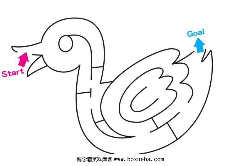 简单黑白迷宫，幼儿迷宫图片，20页PDF打印，百度网盘下载-博学霸资料网