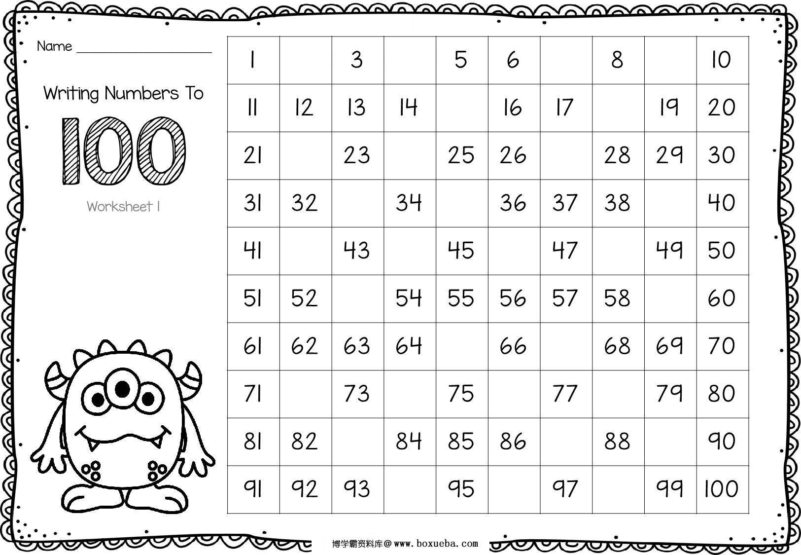 图片[3]-小怪兽跳数1-100，9页PDF-淘学学资料库