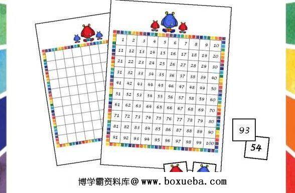 小怪兽百数板＋数字卡，幼儿数感启蒙，百数板学习-博学霸资料网