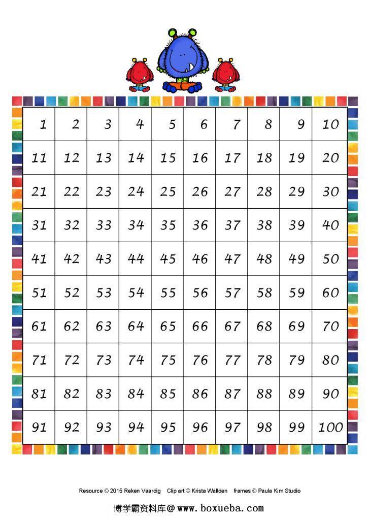 图片[2]-小怪兽百数板＋数字卡，幼儿数感启蒙，百数板学习-淘学学资料库