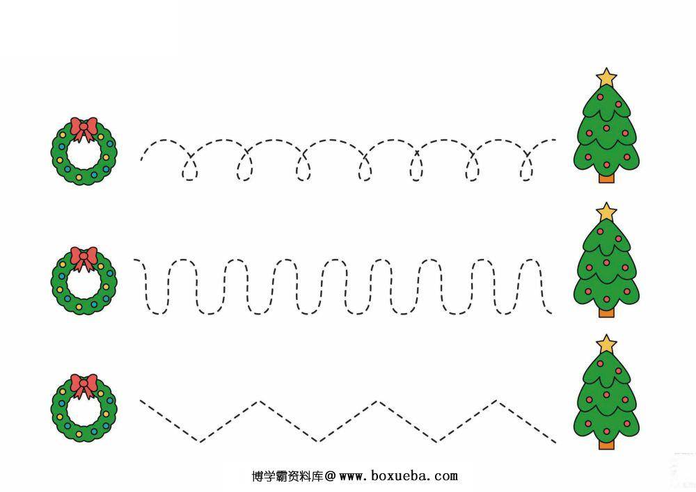 圣诞主题控笔训练，图形曲线绘制图集-博学霸资料网