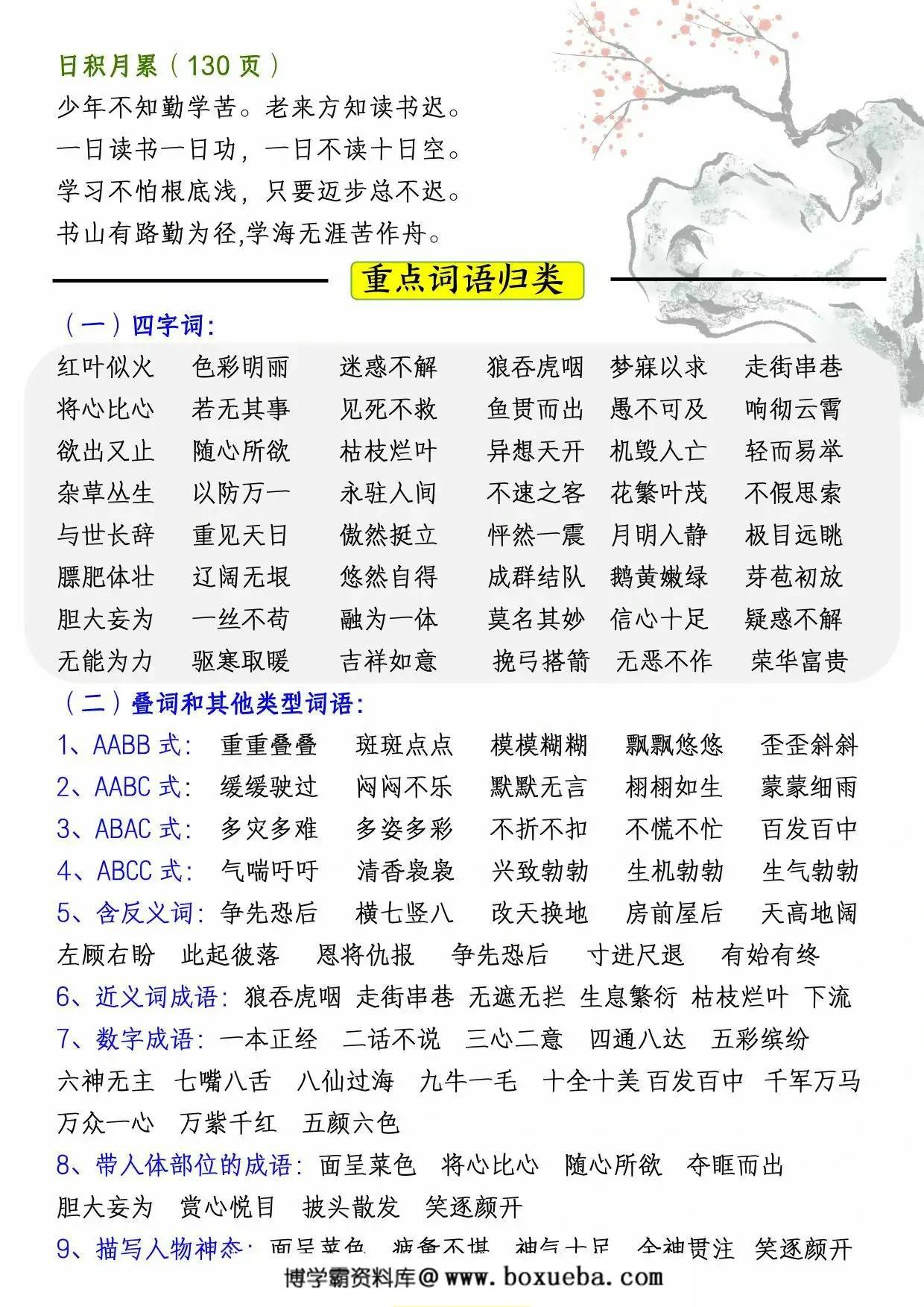 图片[2]-四年级下册语文全册重点必背篇目，11页PDF可打印-淘学学资料库